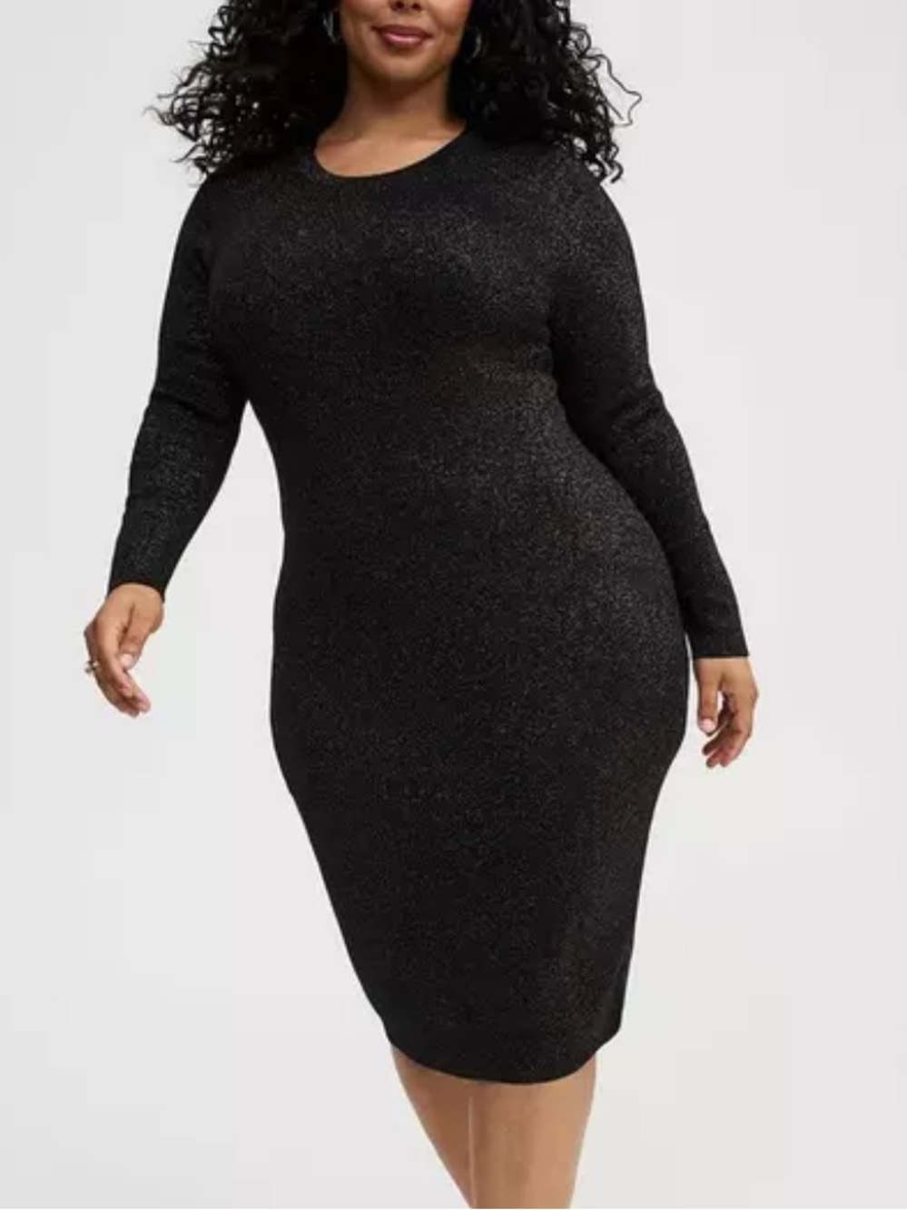 Torrid Size 2 /2X Crew Midi Dress Black Rainbow Metallic Knit Bodycon Long Sleev